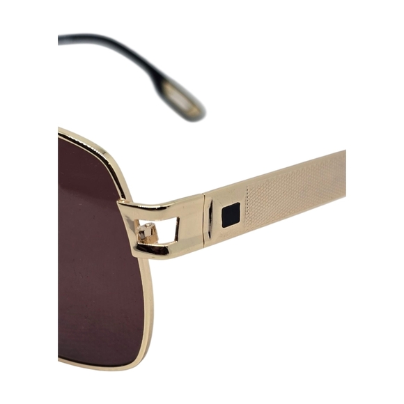 Gold and Brown Square Sunglasses PORTA ROMANA - Picture 3 of 7